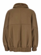 Blancha Brown Bomber Jacket With Fur Collar And Patch Pockets In Leather Woman