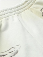 Balenciaga - Wide-Leg Printed Distressed Cotton-Jersey Sweatpants - White