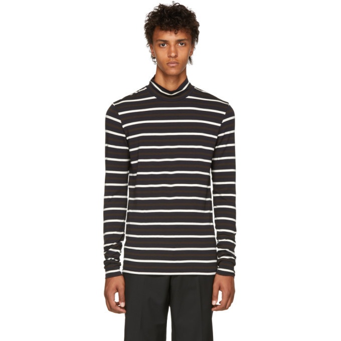 Photo: 3.1 Phillip Lim Brown Multi Striped Fitted Turtleneck