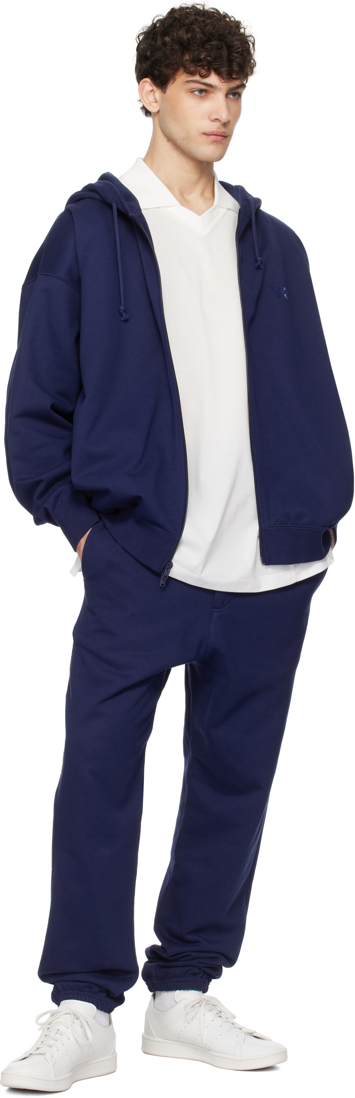 Y-3 Blue French Terry Zip Hoodie Y-3