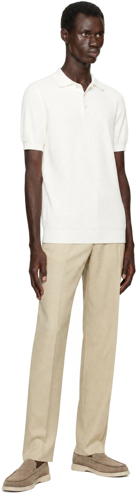 BOSS White Button Placket Polo