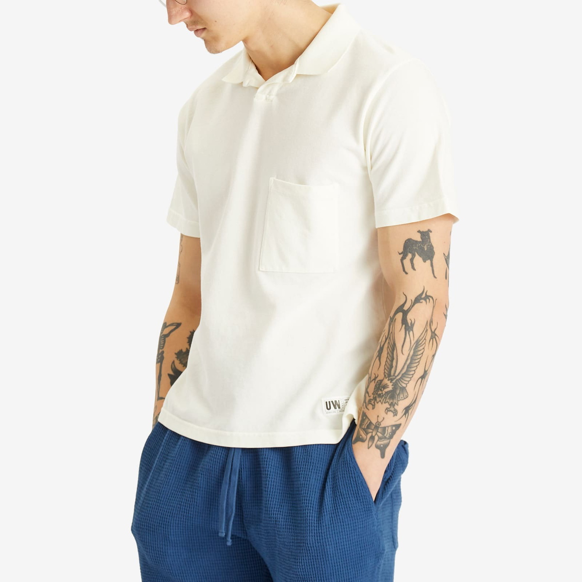 Universal Works Men's Pique Vacation Polo in Ecru