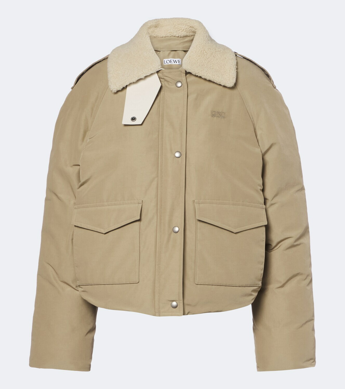 Loewe Padded shearling-trimmed cotton-blend jacket