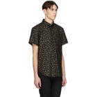 Naked and Famous Denim Black and Gold Japanese Flowers Easy Shirt