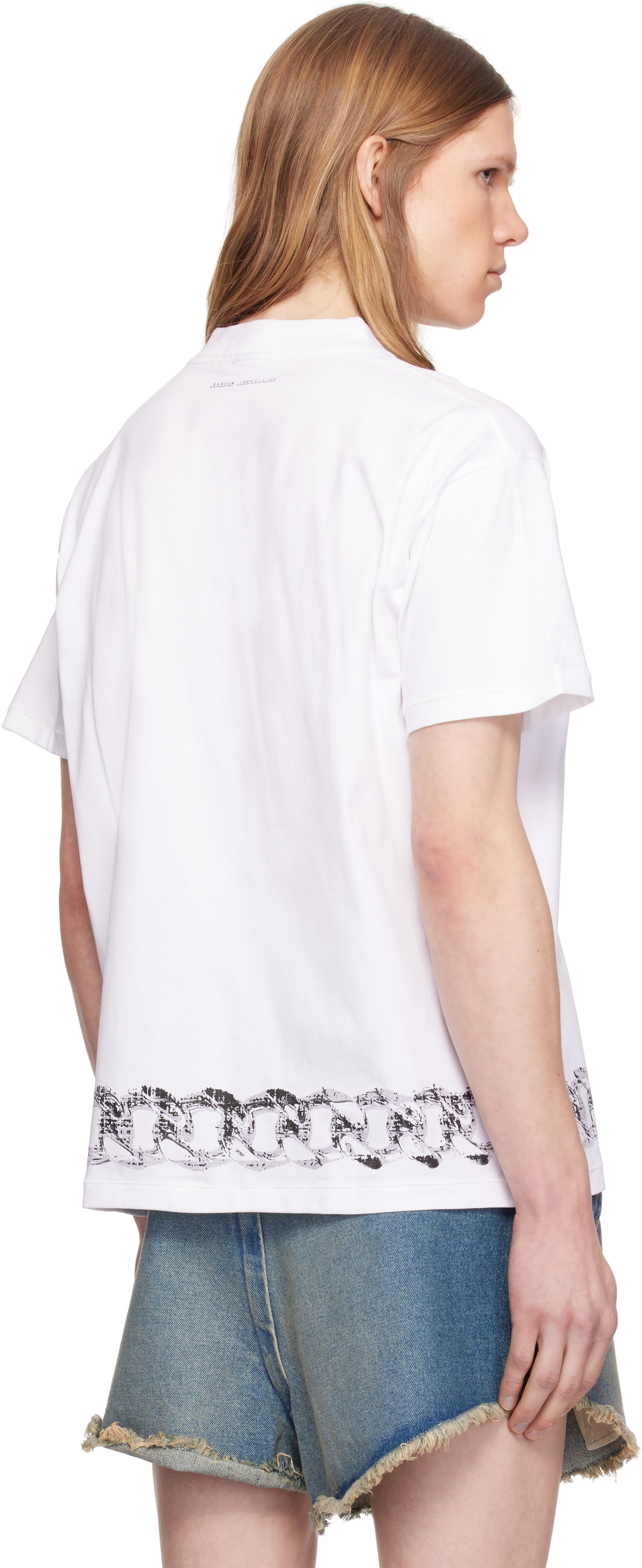 Random Identities White Chain Belt Print Short Sleeve T-shirt