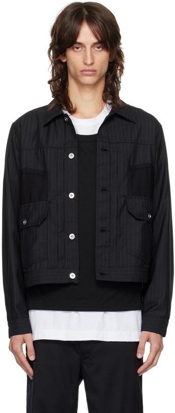 Photo: Black Comme des Garçons Black Pinstripe Trucker Jacket