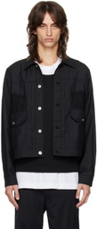 Black Comme des Garçons Black Pinstripe Trucker Jacket