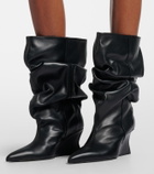 Balmain Leather wedge boots