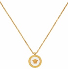 Versace Gold & White Enameled Medusa Necklace