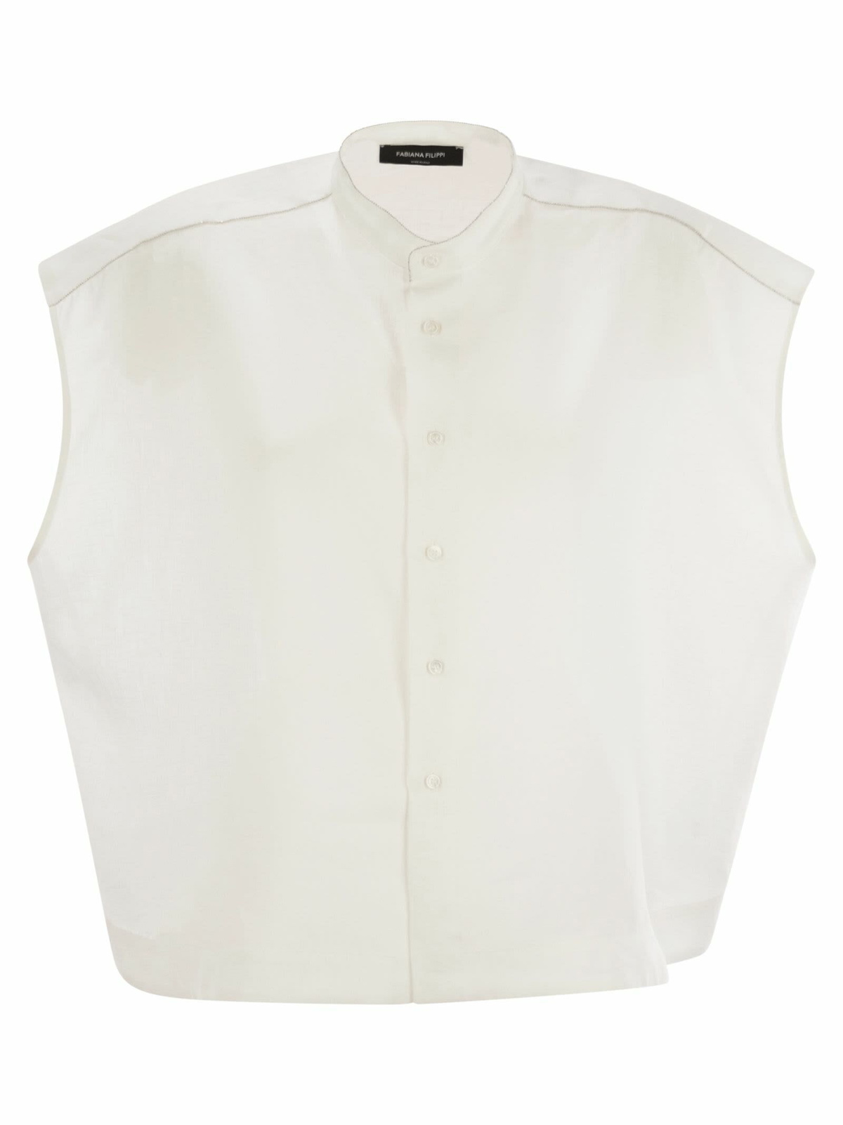 Tシャツ・カットソー FABIANA FILIPPI Sleeveless linen shirt (CAD275F883 1259) Linen canvas shirt, greige for Women | Fabiana Filippi®