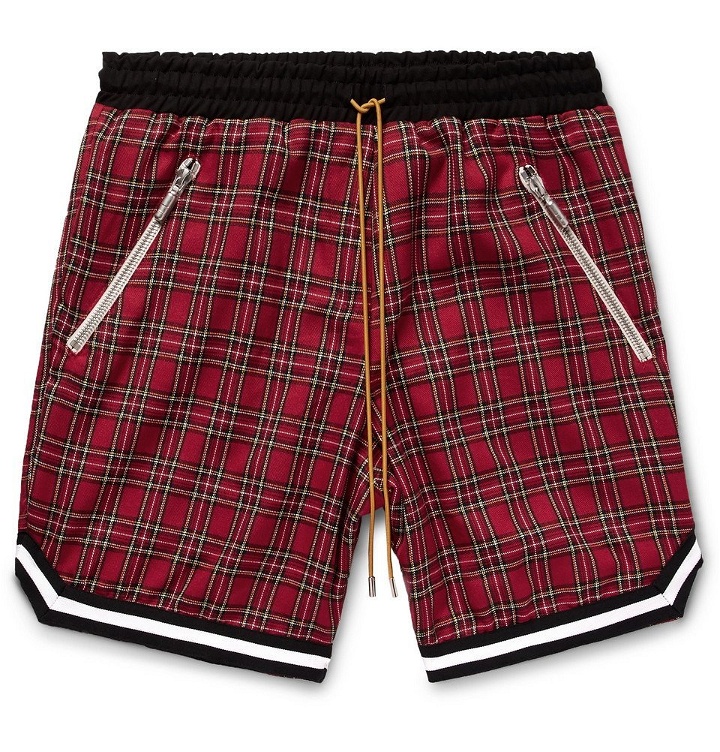 Photo: Rhude - Checked Cotton Drawstring Shorts - Men - Red