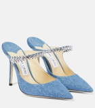 Jimmy Choo - Bing 100 embellished denim mules