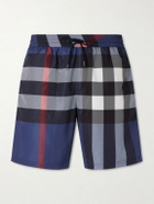 Burberry - Straight-Leg Mid-Length Checked Swim Shorts - Blue