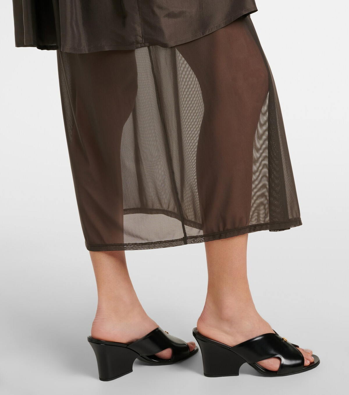Lemaire Draped semi-sheer silk midi skirt