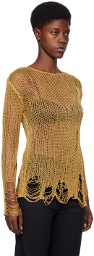 R13 Gold Distressed Sweater