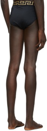 Versace Underwear Black Greca Swim Slip Bottoms