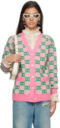 Gucci Pink Houndstooth GG Cardigan
