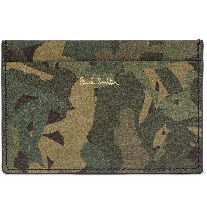 Photo: Paul Smith - Camouflage-Print Textured-Leather Cardholder - Green