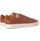 POLO RALPH LAUREN - Sayer Logo-Debossed Suede-Trimmed Leather Sneakers - Brown