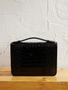 George Cleverley - The Karlin Croc-Effect Leather Cigar Case - Black