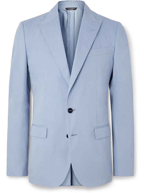 Photo: Dolce & Gabbana - Slim-Fit Unstructured Cotton and Silk-Blend Twill Blazer - Blue