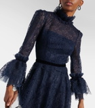Costarellos Ruched lace gown