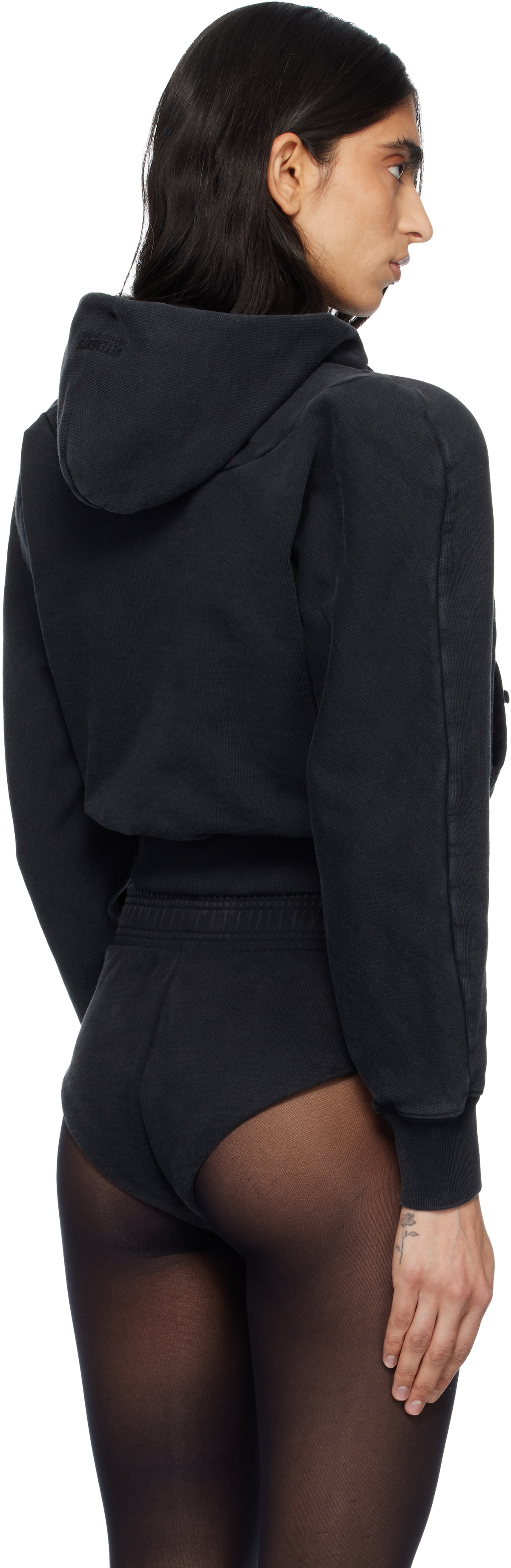 VETEMENTS Black Round Shoulder Zip-Up Hoodie