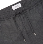 Mr P. - Slim-Fit Stretch Wool and Cotton-Blend Drawstring Trousers - Men - Gray