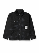Neighborhood - Corduroy-Trimmed Paint-Splattered Denim Jacket - Black