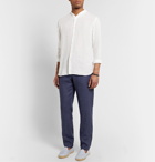 120% - Slim-Fit Grandad-Collar Garment-Dyed Linen Shirt - White