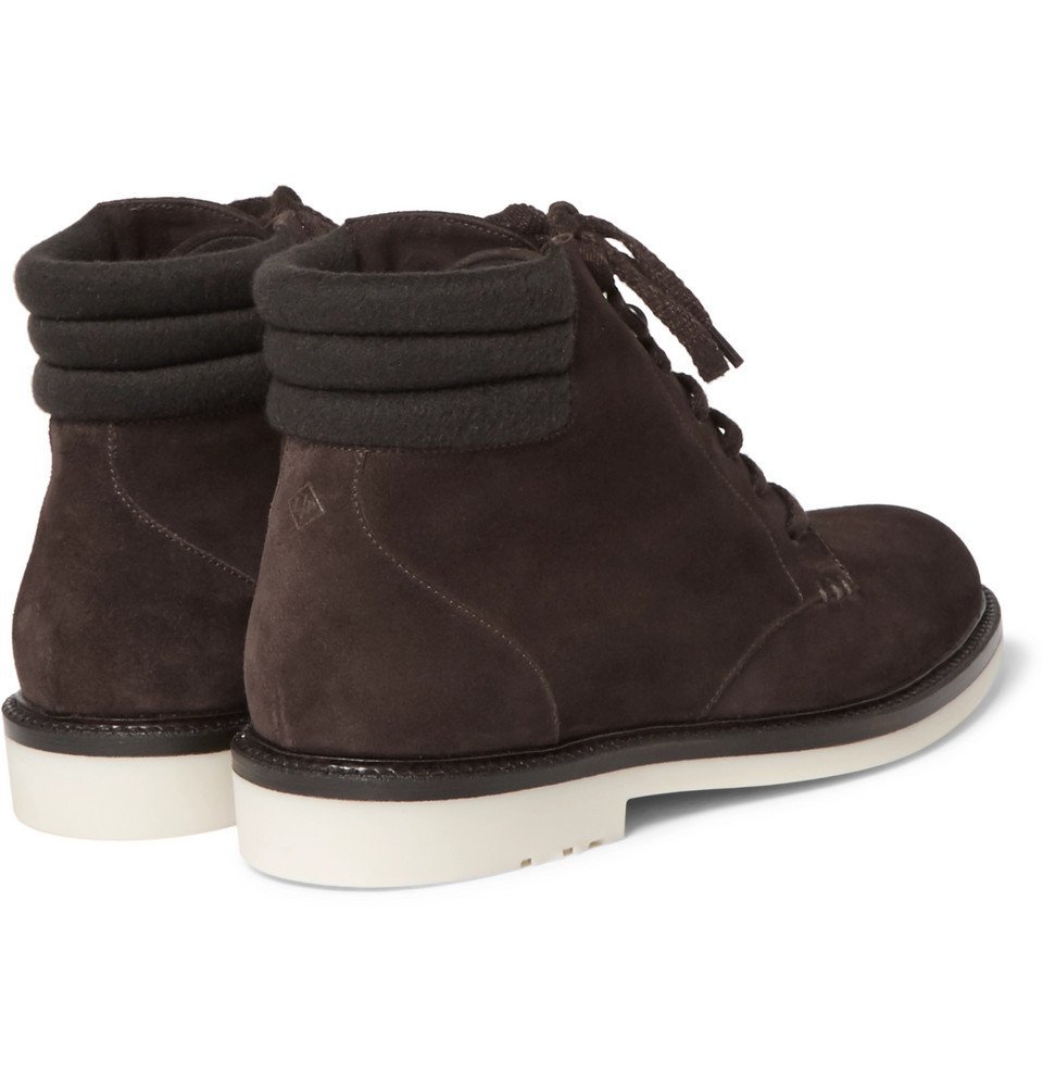 Loro Piana - Icer Walk Cashmere-Trimmed Suede Boots - Men - Brown