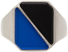 Maison Margiela Silver & Blue Signet Ring