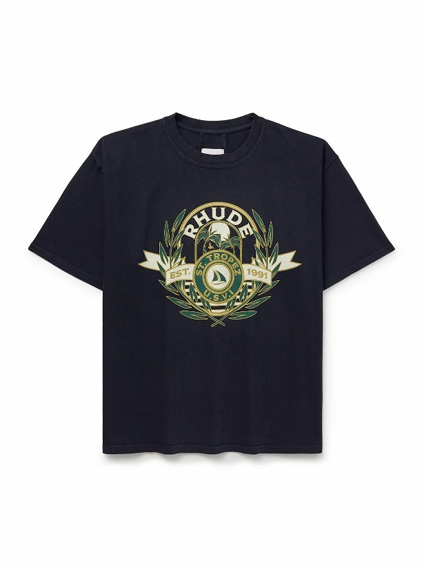 Photo: Rhude - St. Tropez Logo-Print Cotton-Jersey T-Shirt - Black