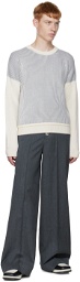 CALVINLUO White & Gray Stripe Sweater