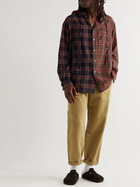 Loewe - Patchwork Checked Wool-Blend Flannel Overshirt - Brown