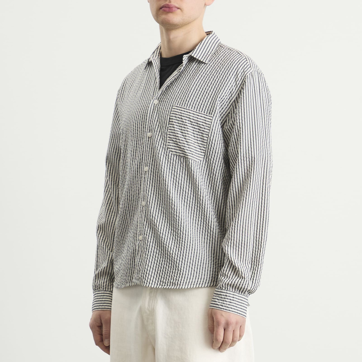 YMC Men's Seersucker Stripe Curtis Shirt in Multi