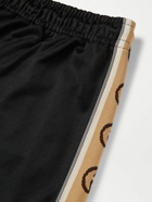 GUCCI - Wide-Leg Logo-Jacquard Webbing-Trimmed Tech-Jersey Drawstring Shorts - Black