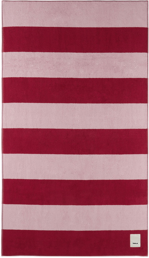 Photo: Tekla Pink & Red Block Stripes Beach Towel