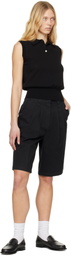 Nothing Written Black Relaxed Cotton Bermuda Shorts