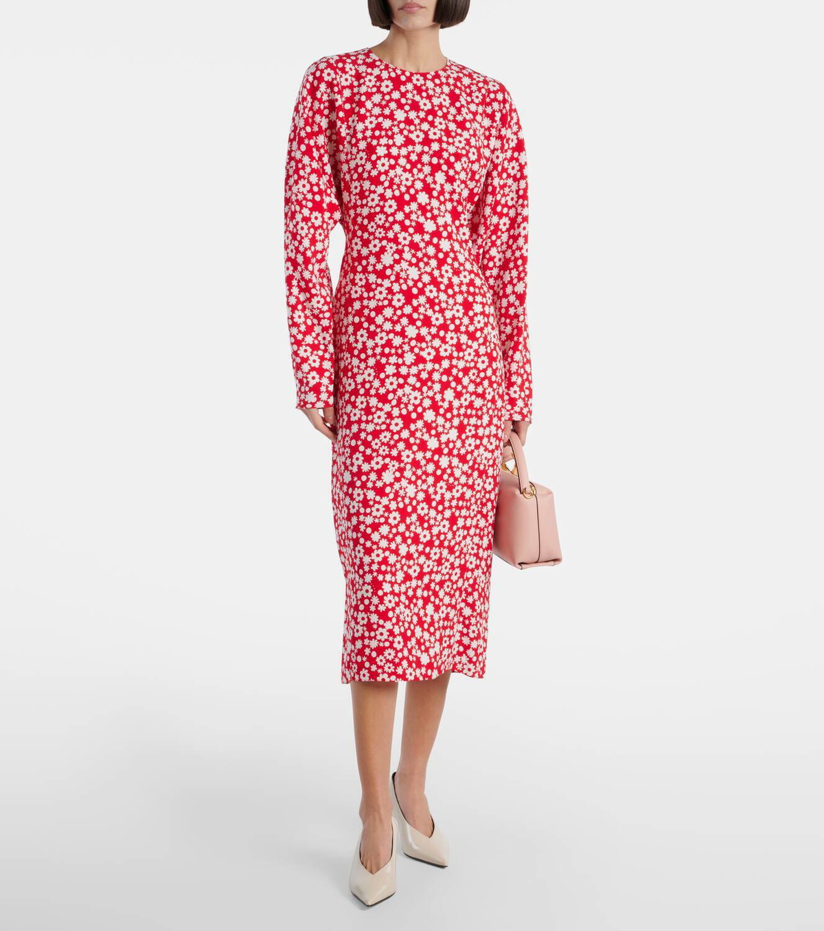 Marni Floral enver satin midi dress