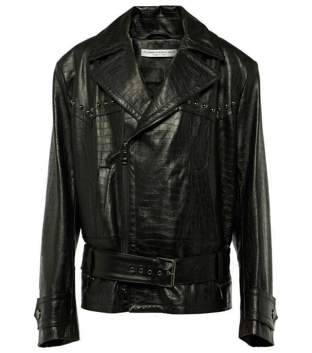 ALESSANDRA RICH - Studded Leather Oversize Biker Jacket