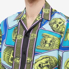 Versace Men's Repeat Greek Mask Vacation Shirt in Blue