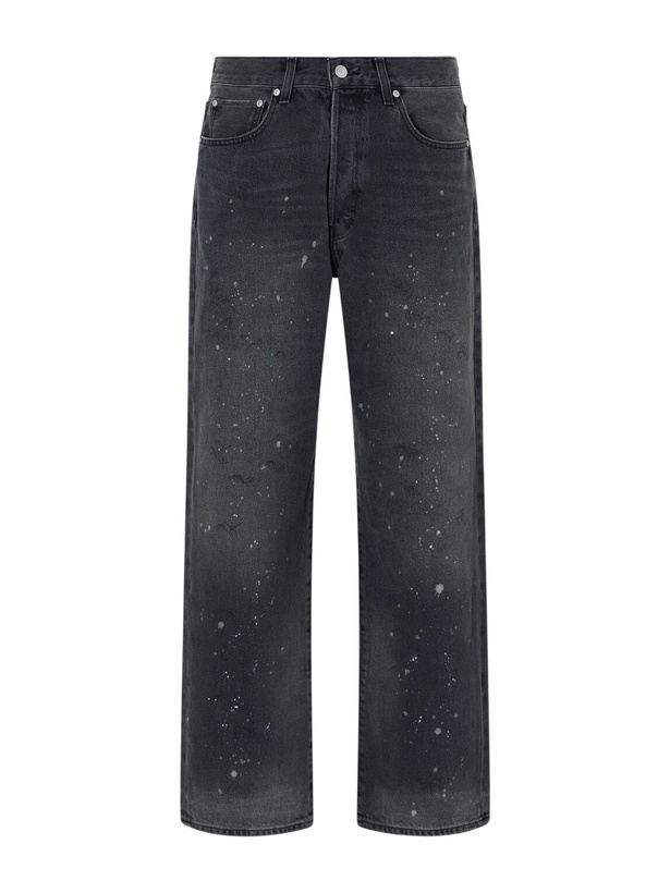Photo: John Elliott - Straight-Leg Paint-Splattered Distressed Jeans - Black