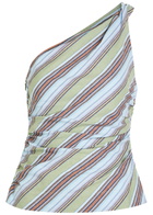 Faithfull The Brand Aurora Striped One-shoulder Cotton and Linen-blend top Blue