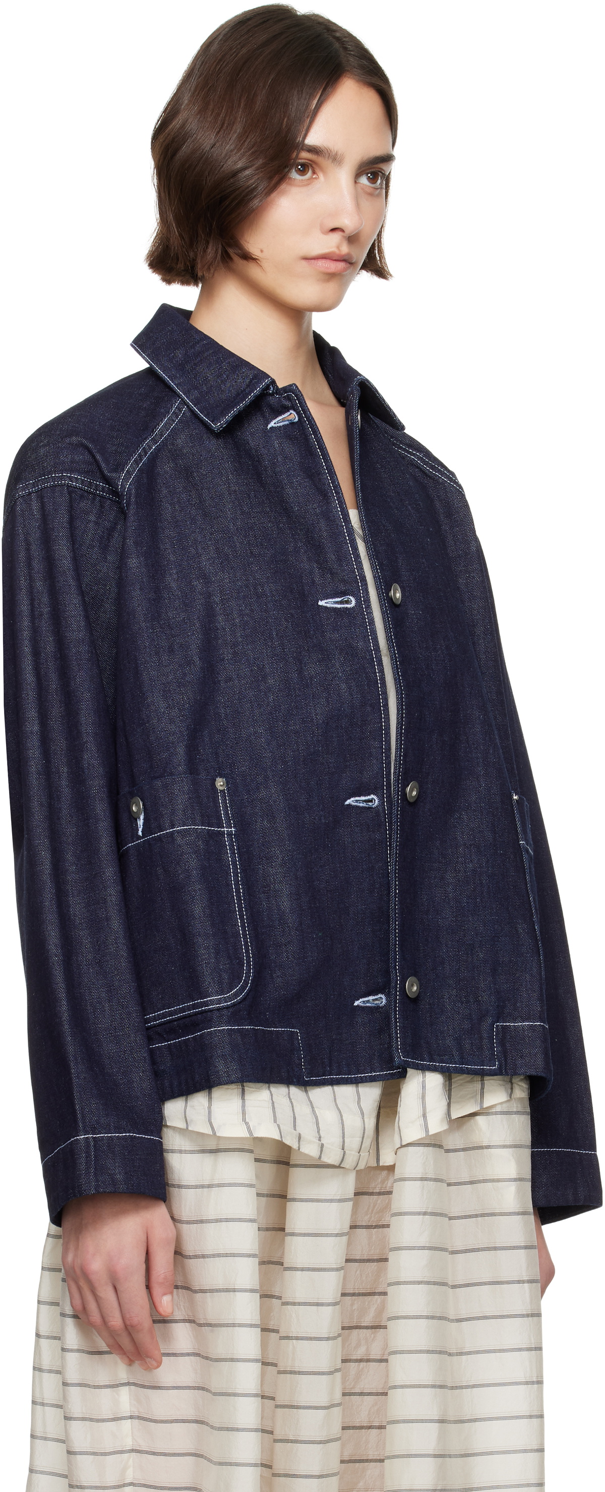 CASEY CASEY Indigo Drays Travail Denim Jacket
