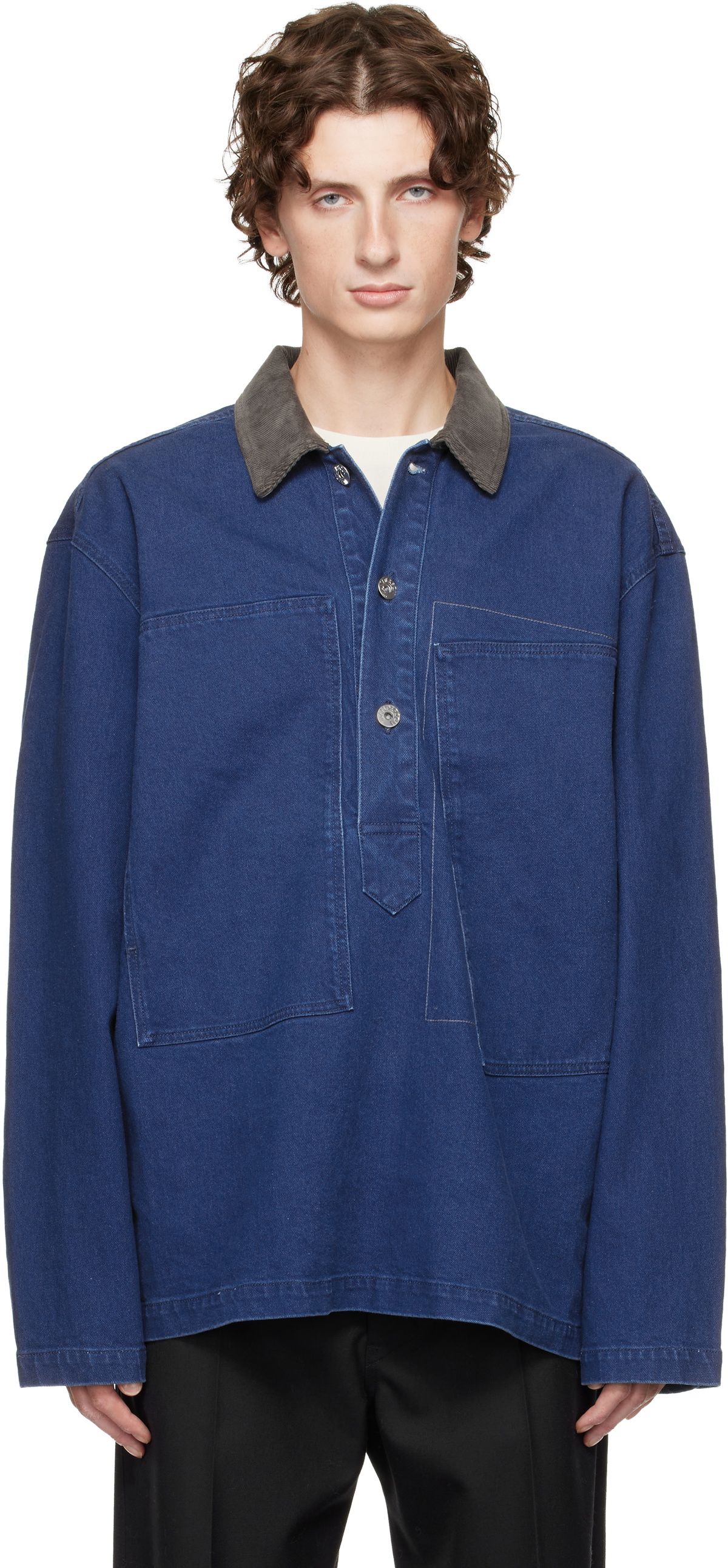 JW Anderson Blue Patch Pocket Denim Polo