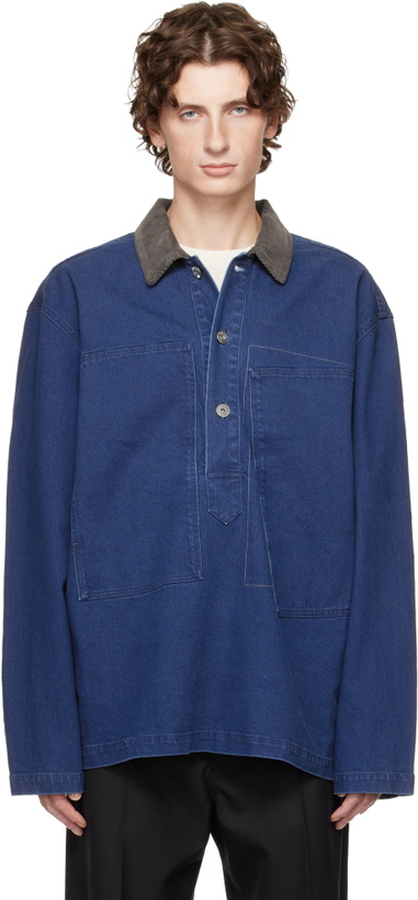 Photo: JW Anderson Blue Patch Pocket Denim Polo