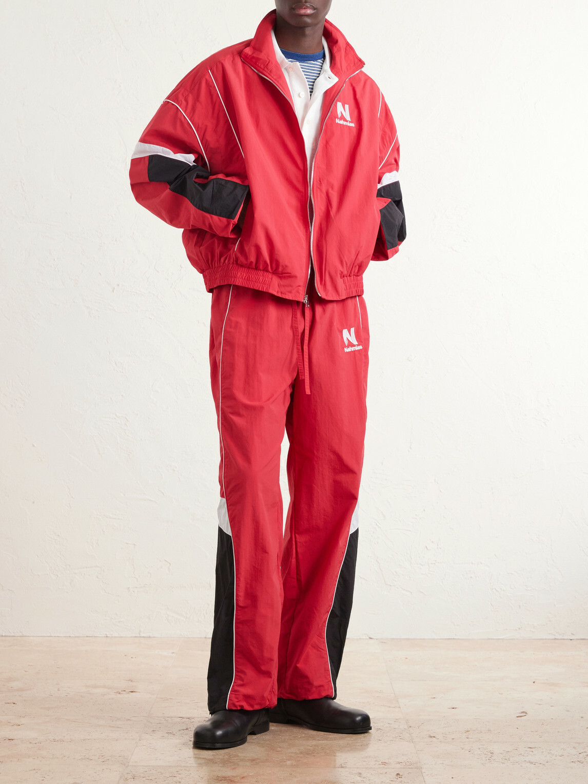 NAHMIAS - Straight-leg Logo-Embroidered Nylon Trousers - Red