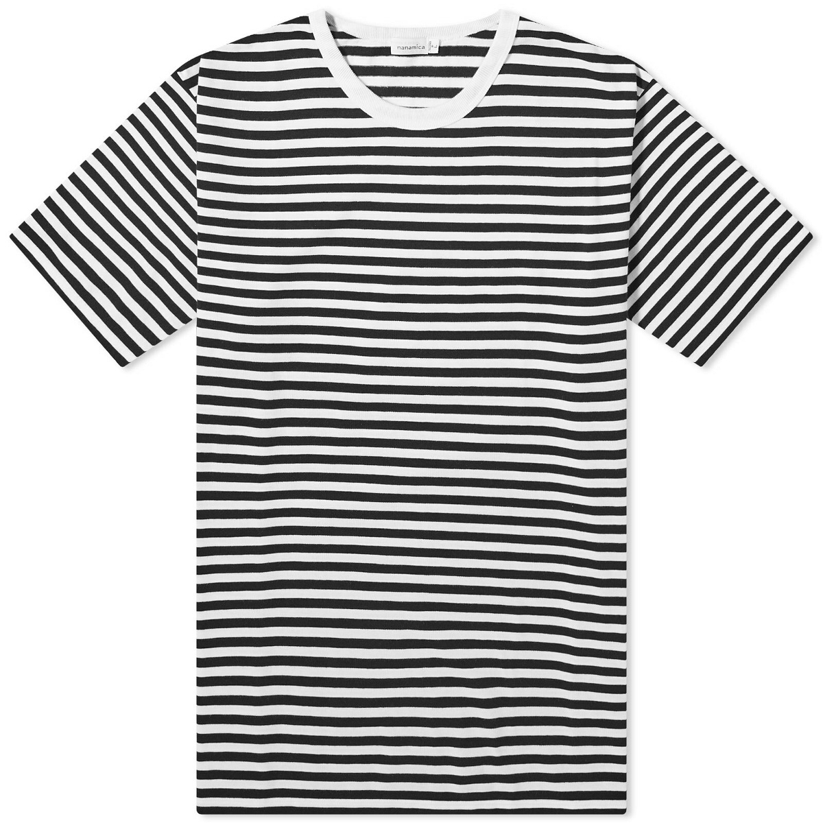 Nanamica Men's COOLMAX Stripe T-Shirt in Black/White Nanamica