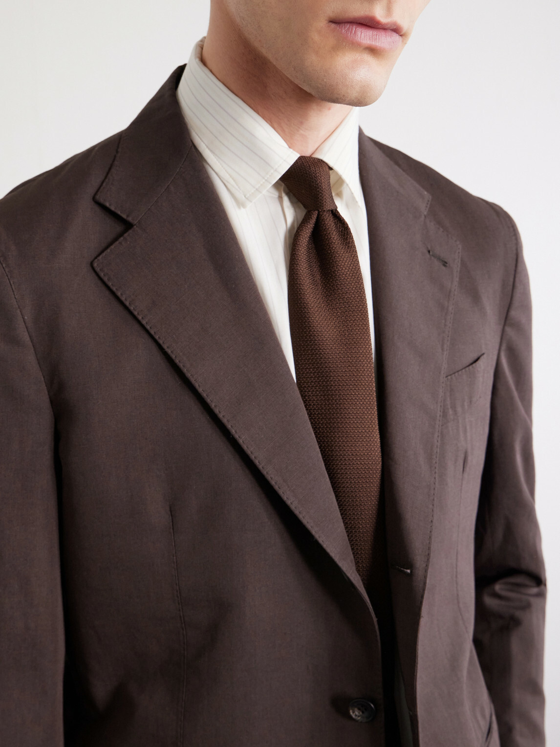 J. Mueser - Cotton and Linen-Blend Suit Jacket - Brown